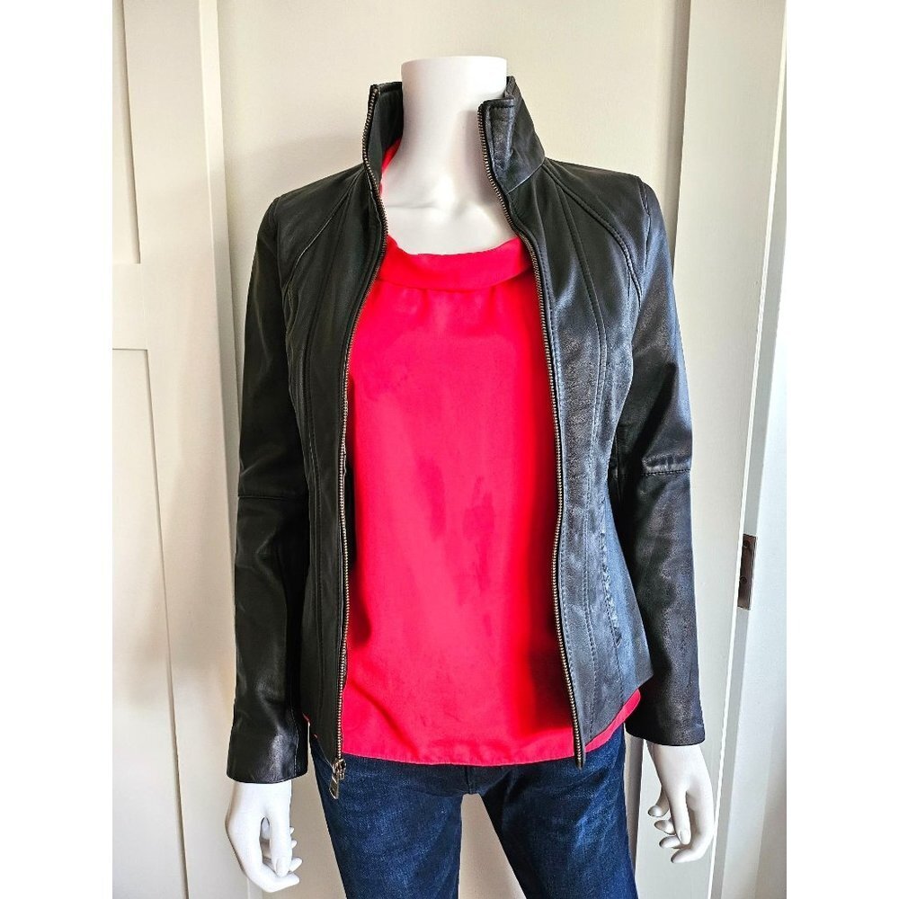 Marc New York Andrew Marc Black Leather Jacket Size Xs